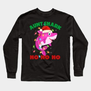 Aunt Shark Ho Ho Ho Christmas Long Sleeve T-Shirt